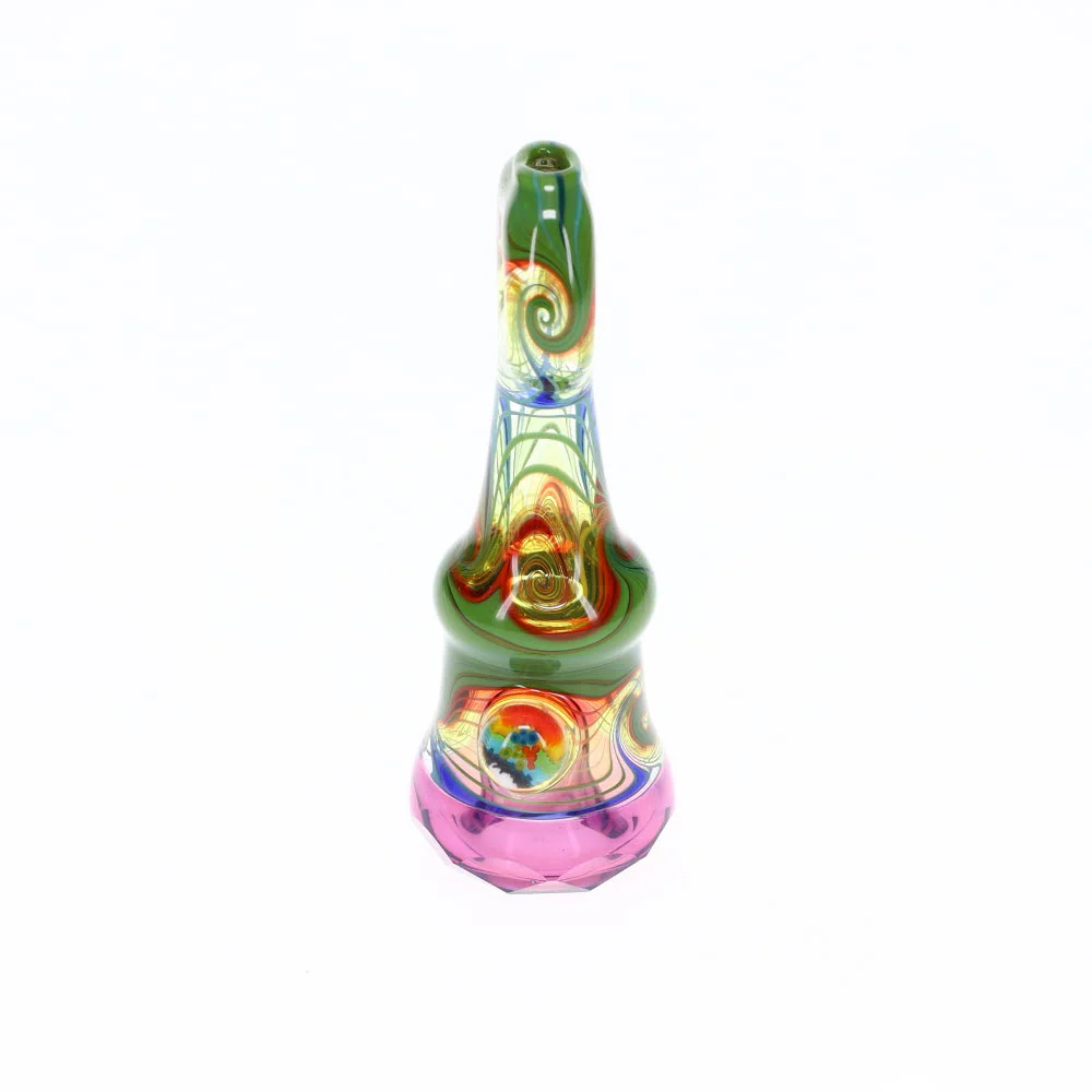 Cowboy Glass Rainbow/Green & Purple Faceted Onie - Image 3