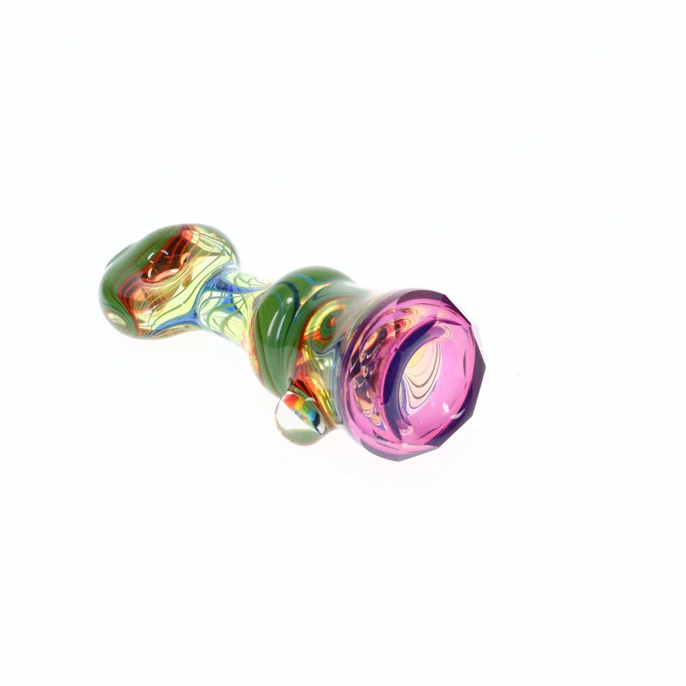 Cowboy Glass Rainbow/Green & Purple Faceted Onie - Image 4