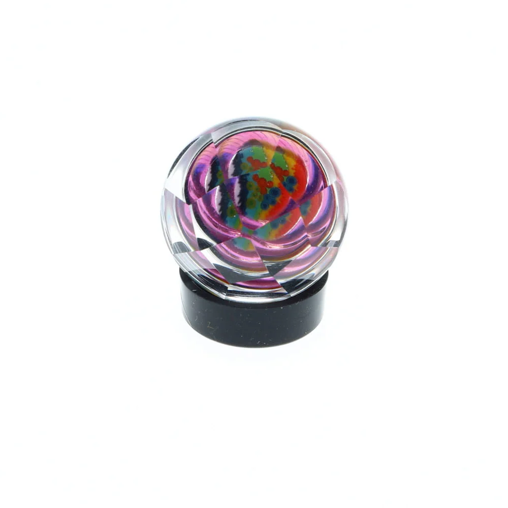 Cowboy Glass Round Purple Rainbow Faceted Marble Milli Carb Cap