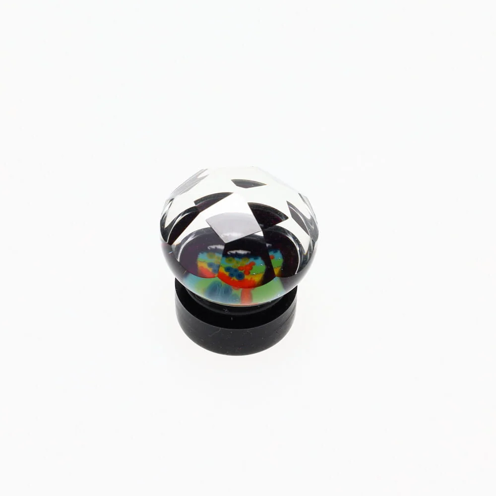 Cowboy Glass Round Purple Rainbow Faceted Marble Milli Carb Cap - Image 2