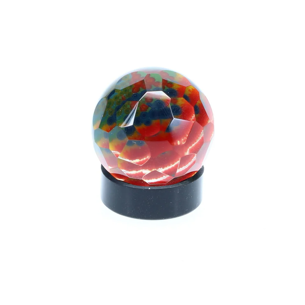 Cowboy Glass Round Rainbow Faceted Marble Milli Carb Cap - Image 3