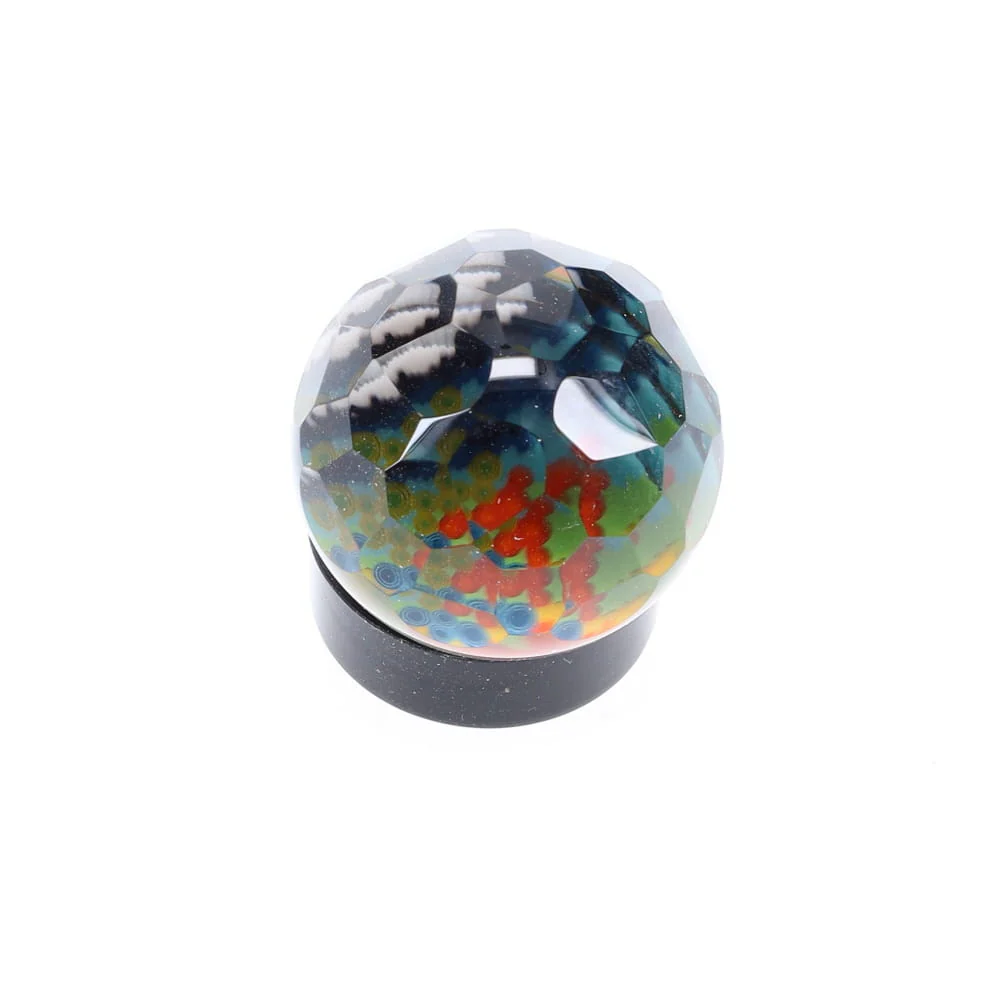 Cowboy Glass Round Rainbow Faceted Marble Milli Carb Cap - Image 4