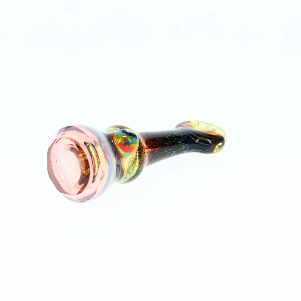 Cowboy Glass UV Rainbow/Black & Pink Faceted Onie - Image 4