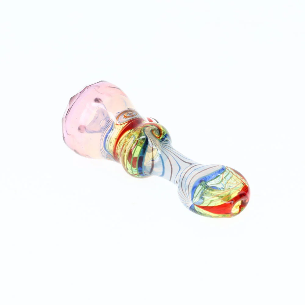Cowboy Glass UV Rainbow/White & Pink Faceted Onie - Image 2
