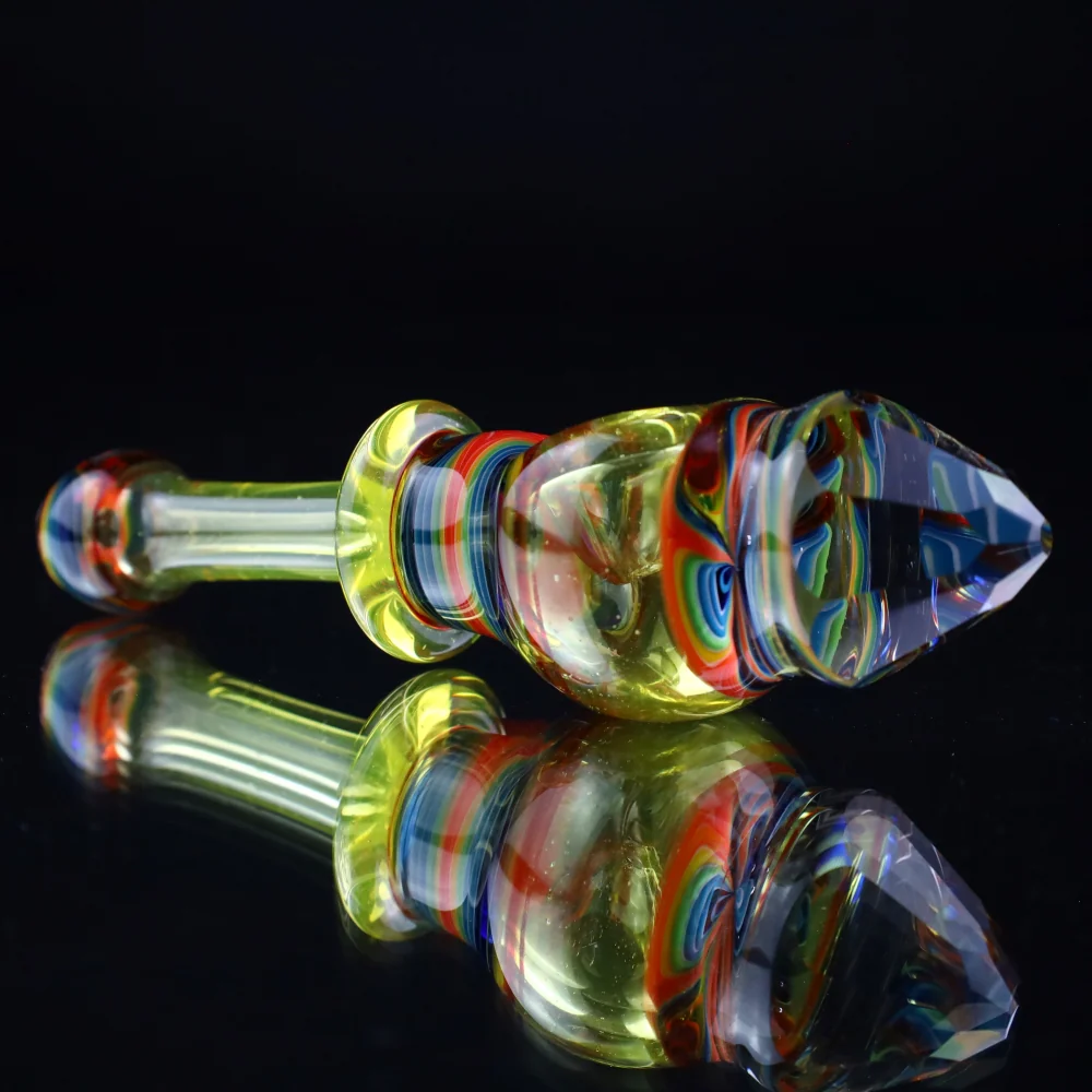 Cowboy Glass UV Yellow/Rainbow Faceted Spoon - Image 3