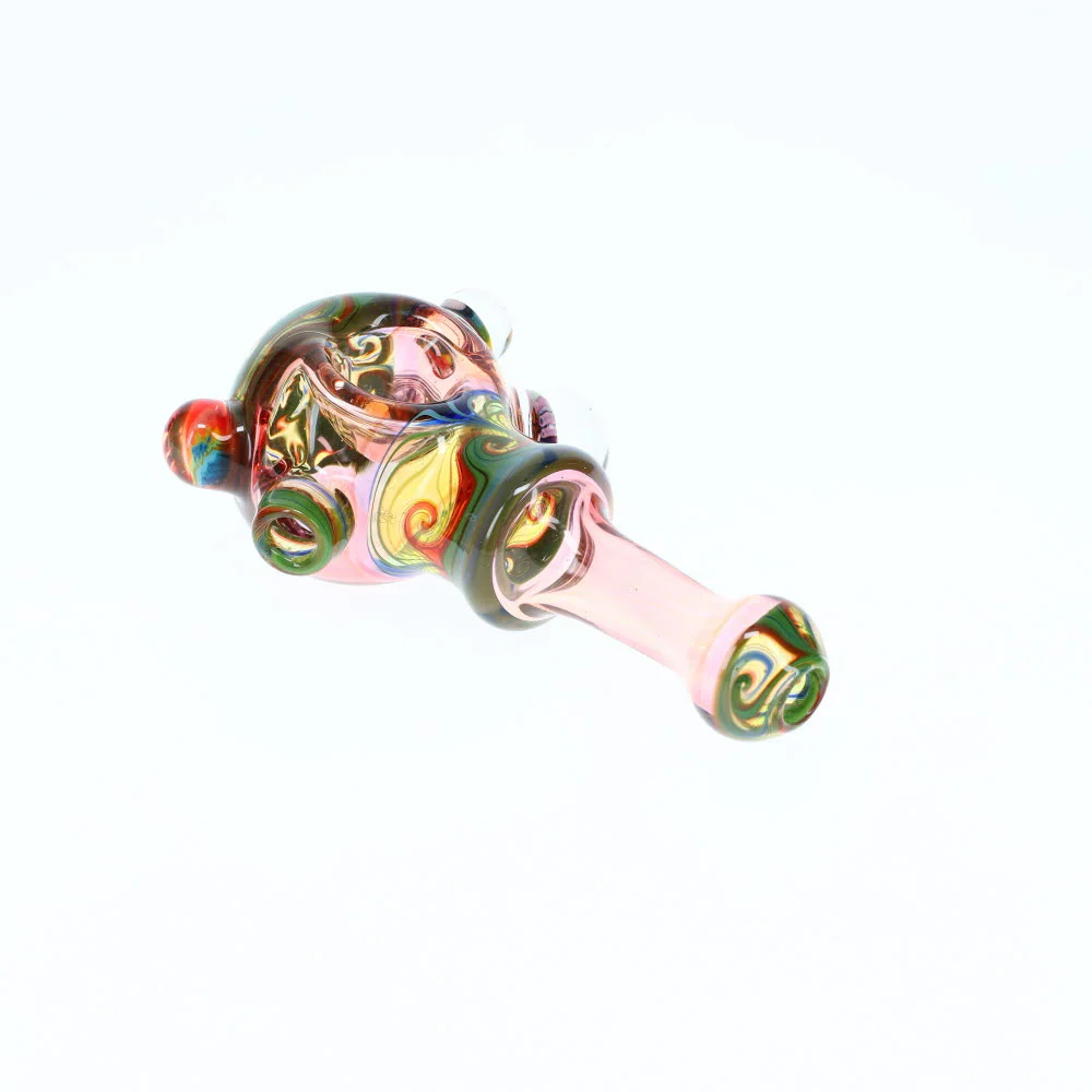 Cowboy Glass Worked Pink & Rainbow Marbled Deluxe Spoon - Image 4