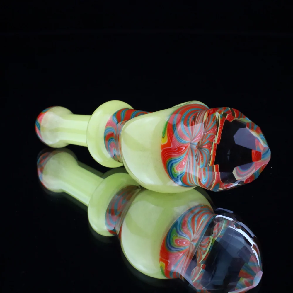 Cowboy Glass Yellow UV Faceted Pipe - Image 3
