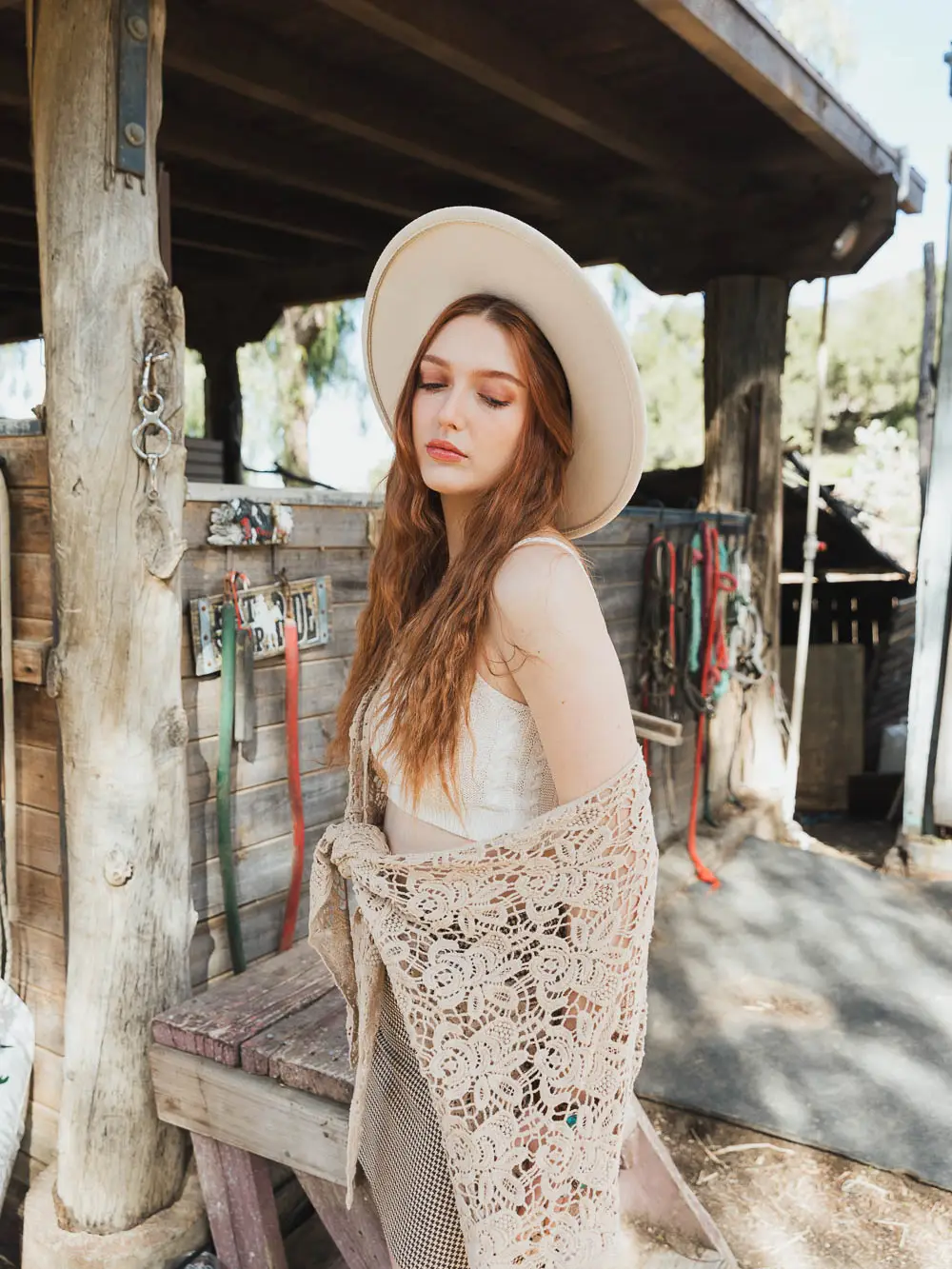 Crochet Floral Petal Kimono Wrap in Mocha - Image 2