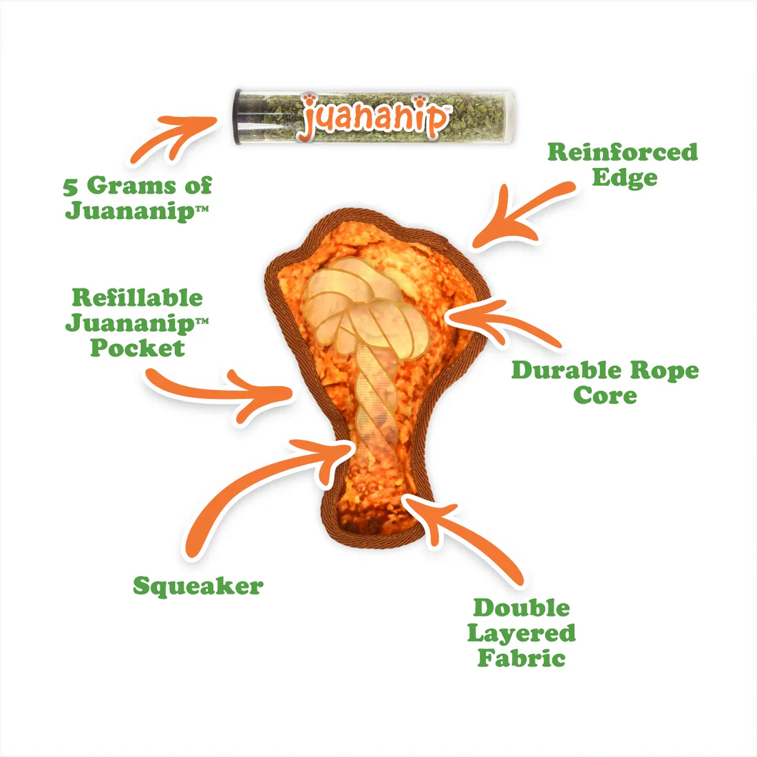 Doggijuana Tuffer Chewer Mini Chicken Wing Dog Toy - Image 3