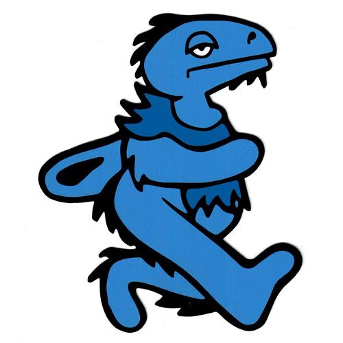Elbo Glass Blue Dancing Dino Dabpad - Small / 11.5X10