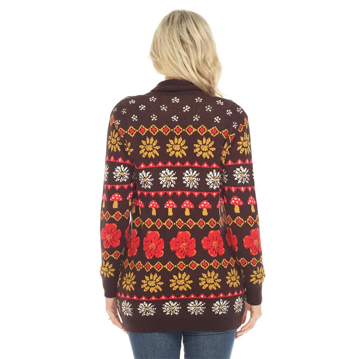 Fair Isle Mushroom Cardigan in Espresso SALE - Image 3