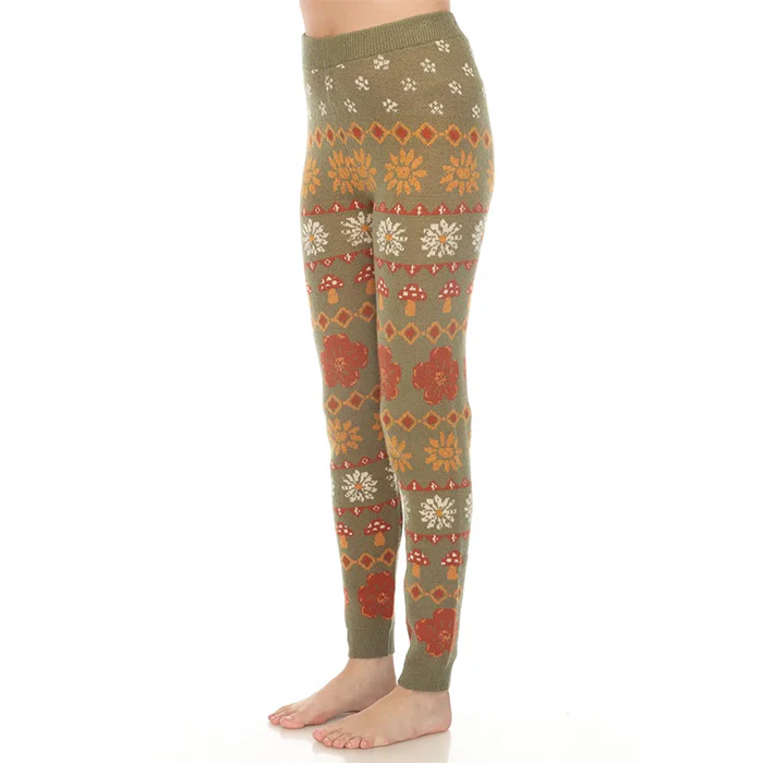 Fair Isle Mushroom Sweater Leggings in Sage SALE - Image 2