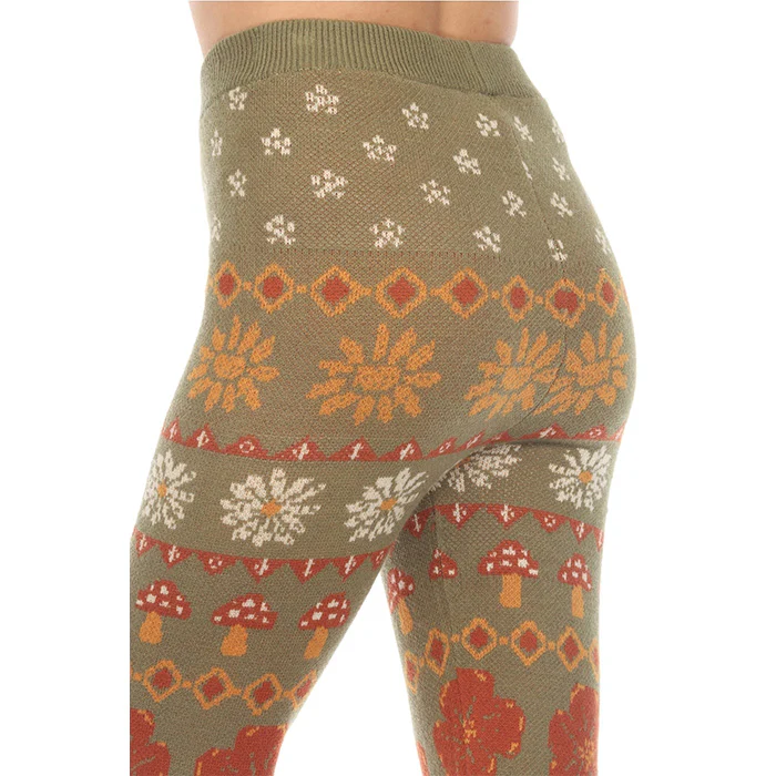 Fair Isle Mushroom Sweater Leggings in Sage SALE - Image 4