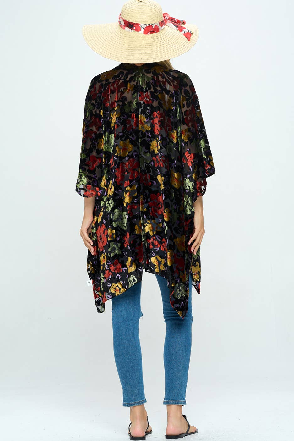 Floral Burnout Velvet Kimono - Image 2