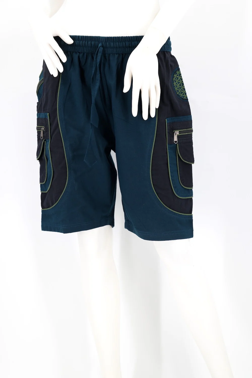Flower of Life Cargo Shorts in Teal - Image 2