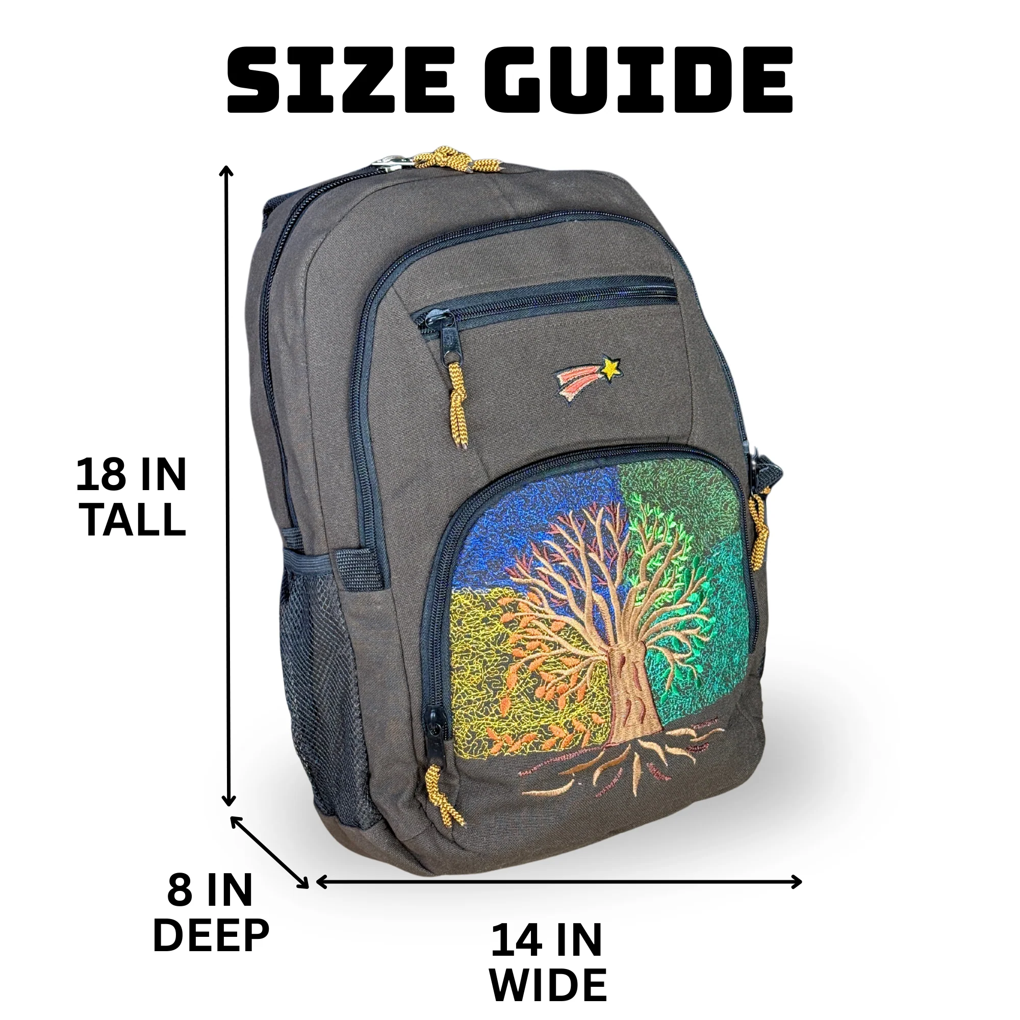 Ixchel Four Seasons Tree of Life Denim Backpack- Large - Image 4