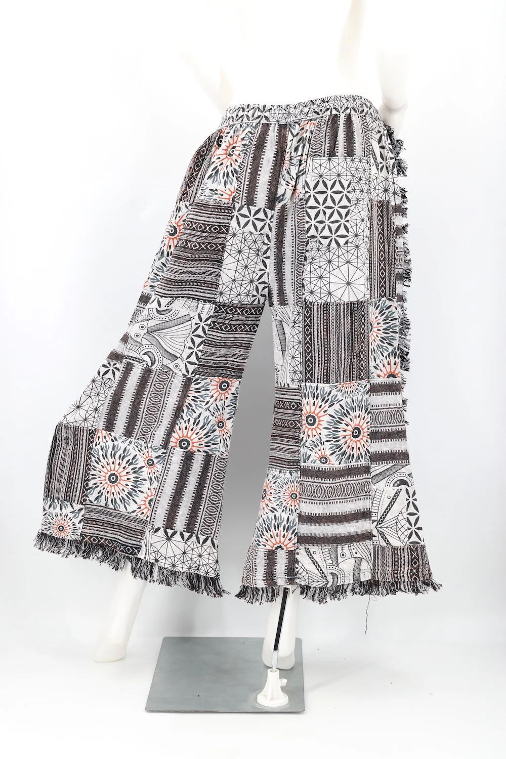 Fringed Gheri Patchwork Wide Leg Pants - Image 3