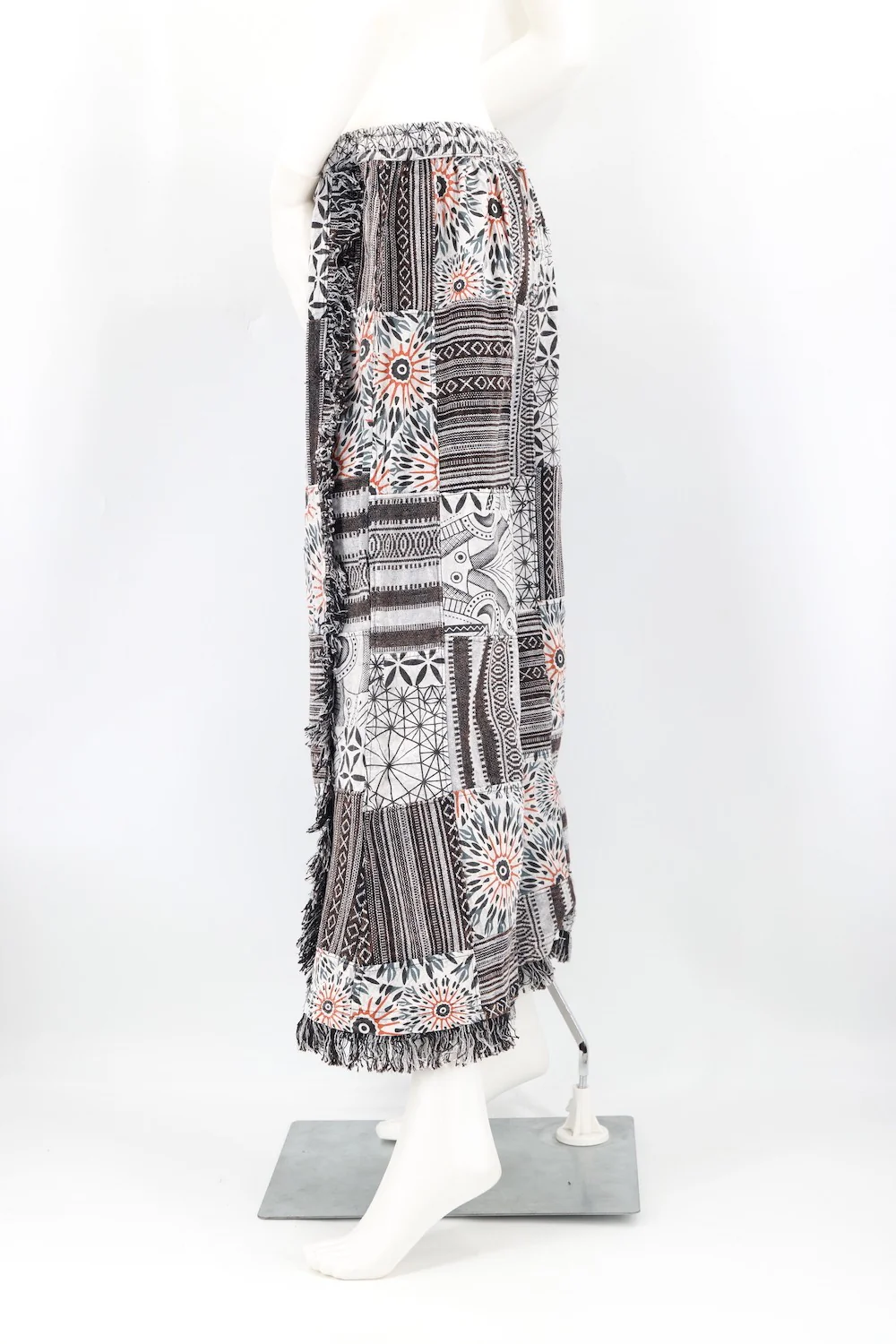 Fringed Gheri Patchwork Wide Leg Pants - Image 4