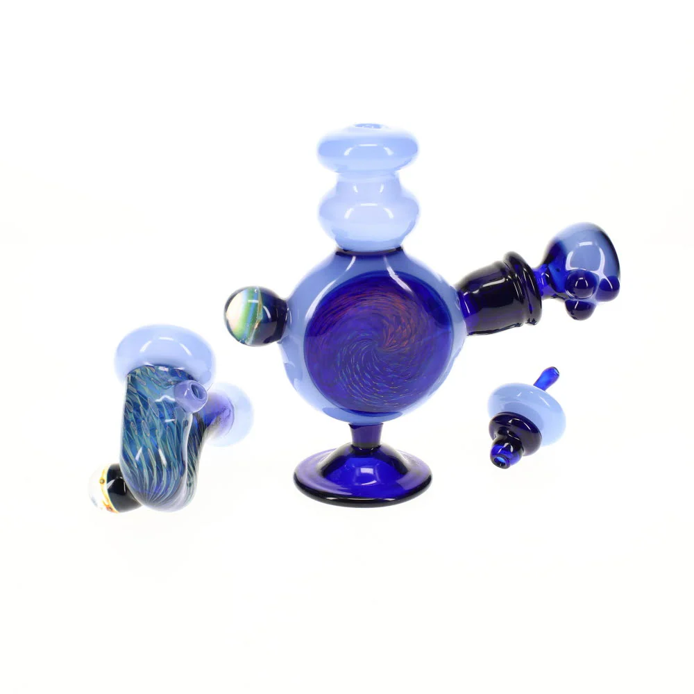 Gladstone Glass X Bryanite Worked Bubbler Set - Image 3