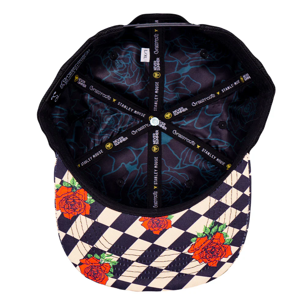 Grassroots California Stanley Mouse Mandolin Jester Never Summer Checkerboard Snapback Hat - Image 5