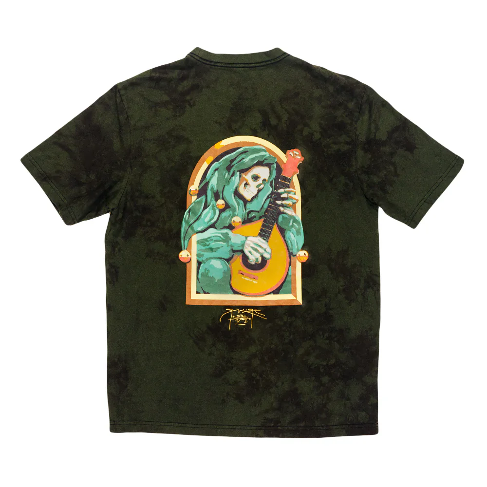 Grassroots California Stanley Mouse Mandolin Jester Never Summer Green Dyed T-Shirt - Image 2