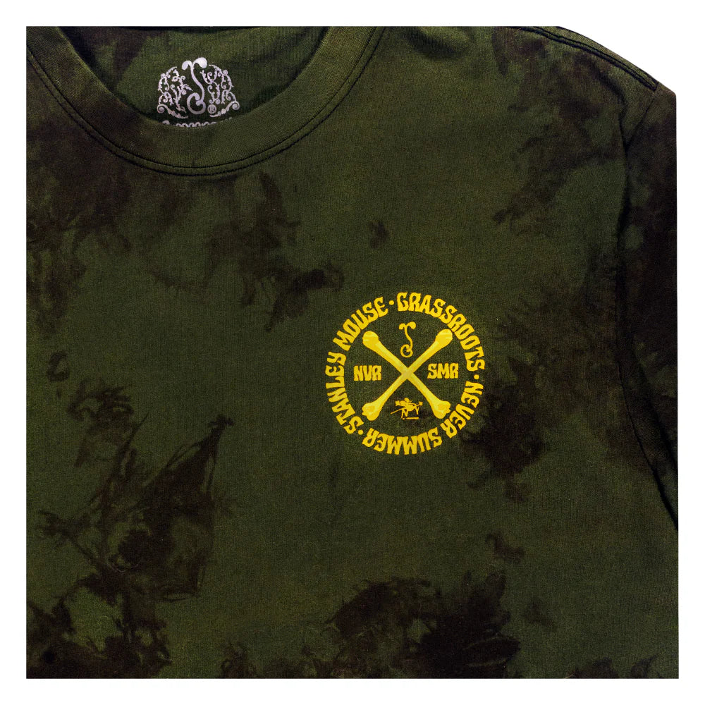 Grassroots California Stanley Mouse Mandolin Jester Never Summer Green Dyed T-Shirt - Image 3