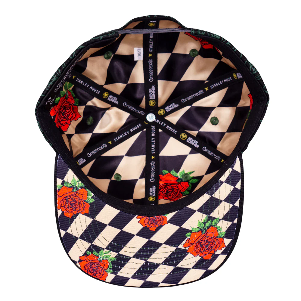 Grassroots California Stanley Mouse Mandolin Jester Never Summer Green Rose Snapback Hat - Image 5