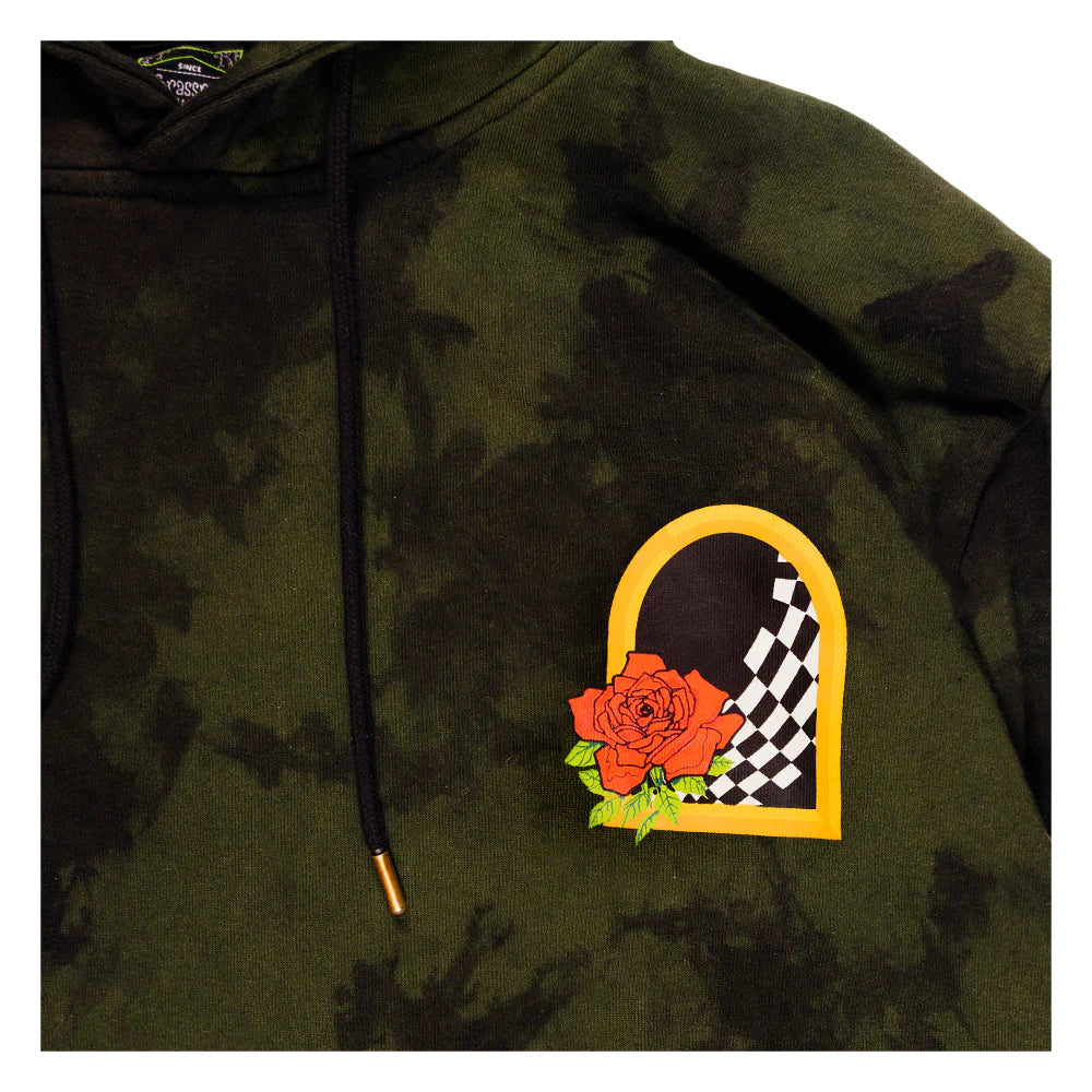 Grassroots California x Stanley Mouse Mandolin Jester Never Summer Green Dyed Pullover Hoodie - Image 3