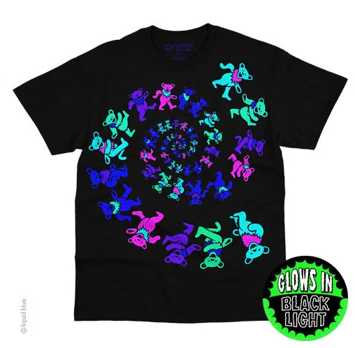 Grateful Dead Spiral Dancing Bears T-Shirt - GLOW - Image 2