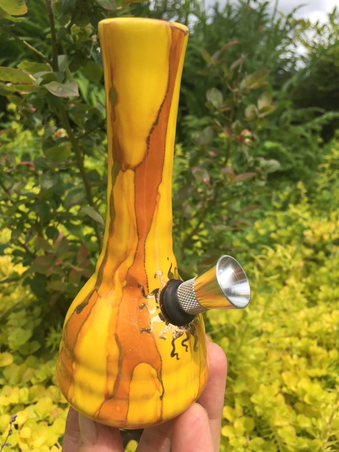 Ancient Creations Ceramics Mini Water Pipe with Metal Bowl - Image 2