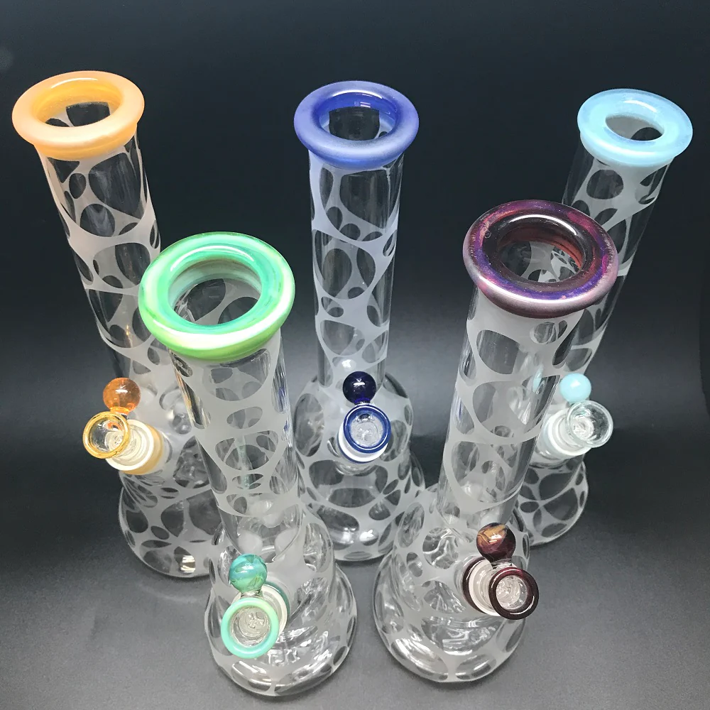 Oddball Glass Sandblasted Flower 38mm Tube with Color Accents SALE - Image 2