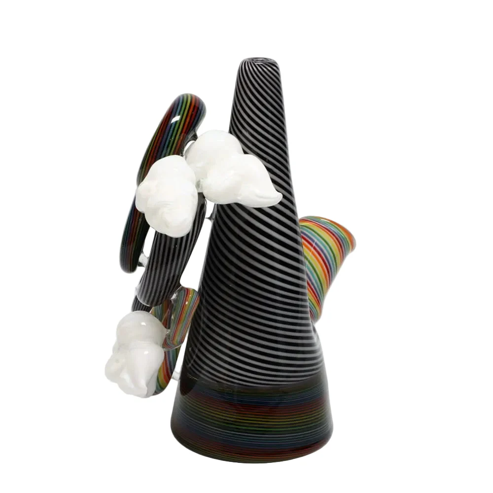 Haha Glass Black & White & Rainbow Cloud Cone Bubbler - Image 3