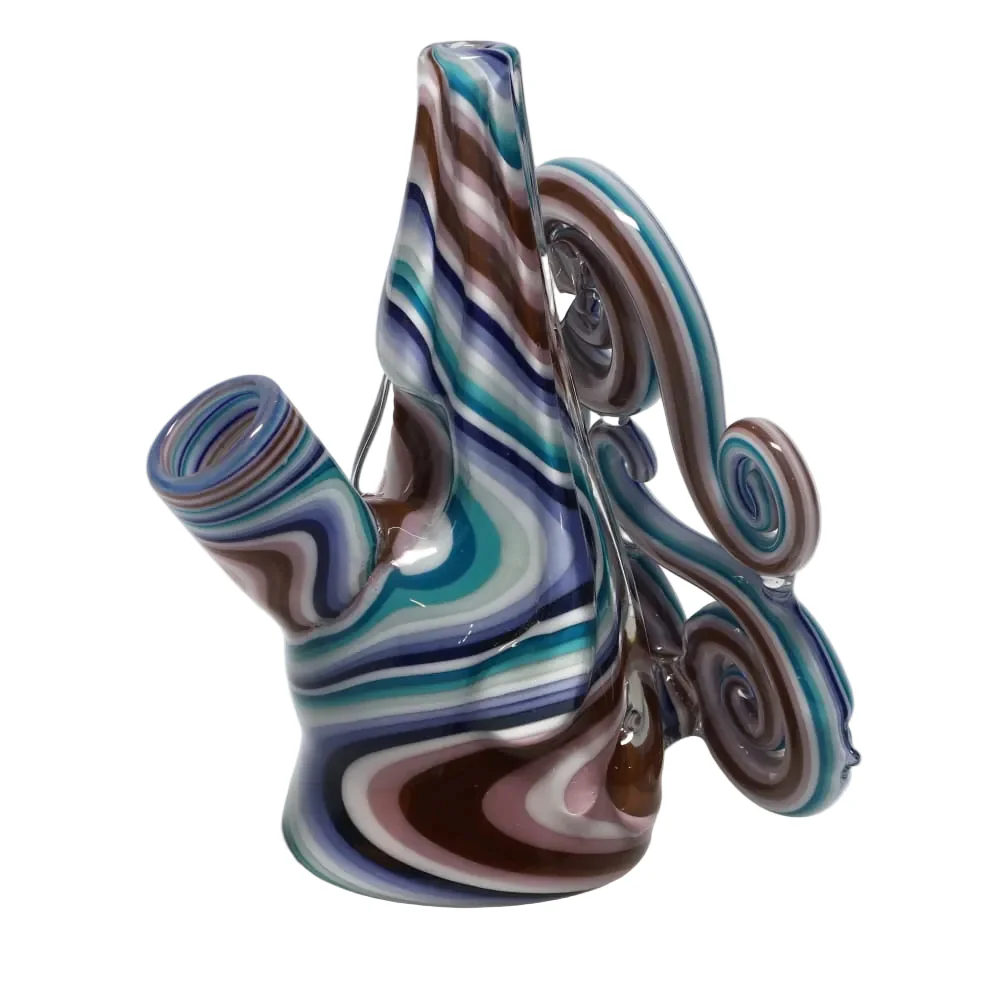 Haha Glass Black, White and Brown Cone Curly Bubbler - Image 3