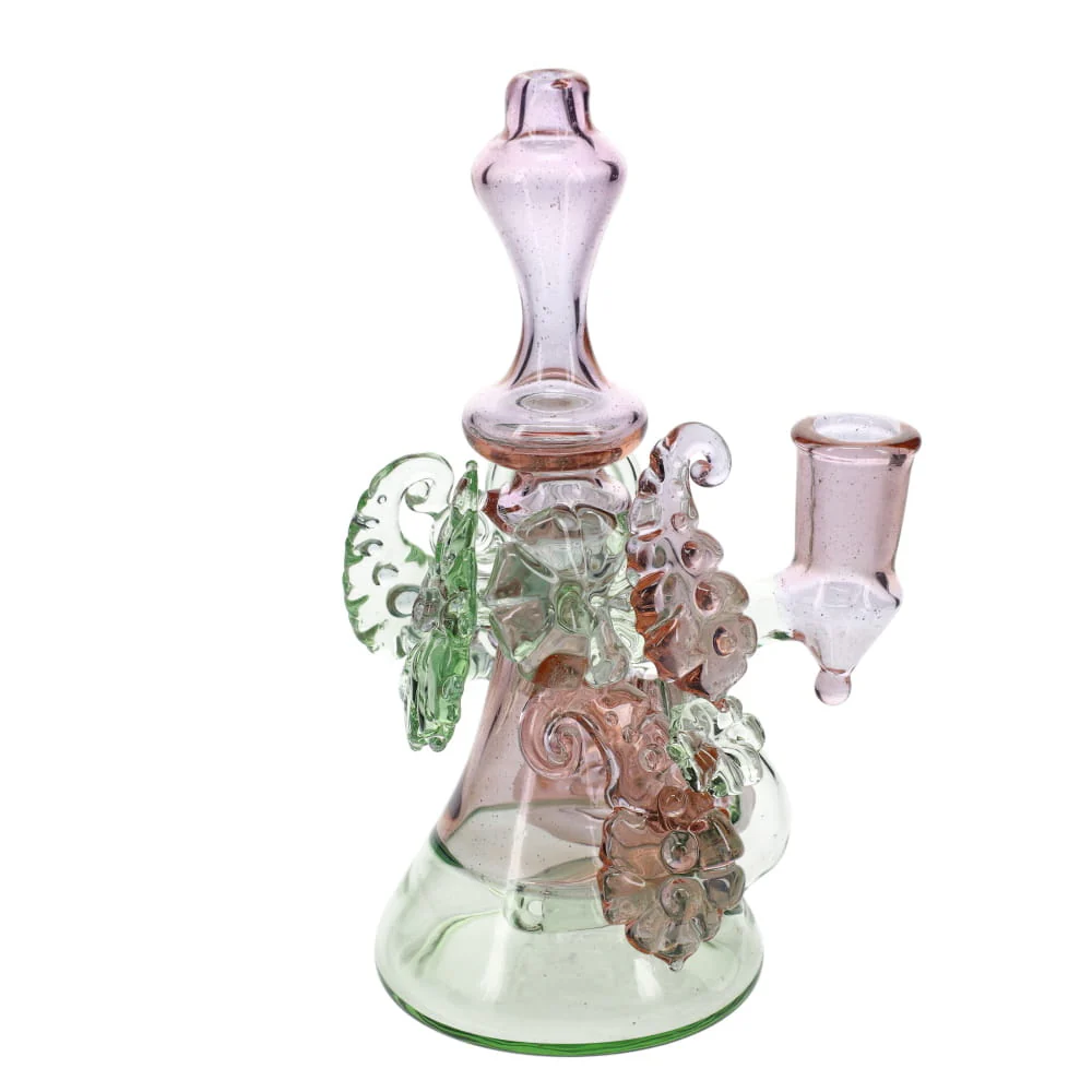 HAHA Glass UV/CFL Green & Paisley Punch Bubbler - Image 3