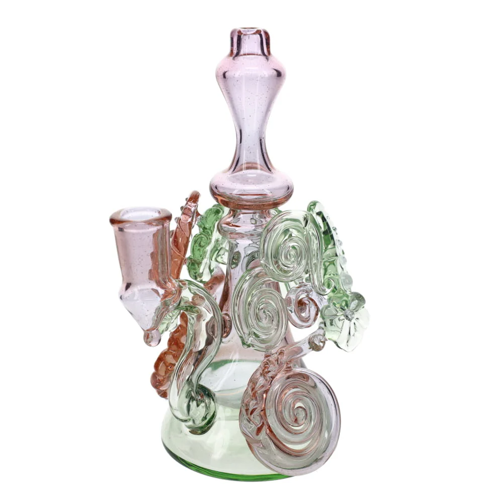 HAHA Glass UV/CFL Green & Paisley Punch Bubbler - Image 4