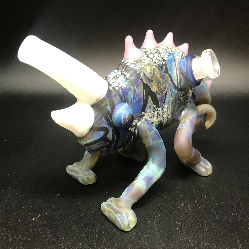Hardman Art Glass Freestanding Chameleon Bubbler - Image 2