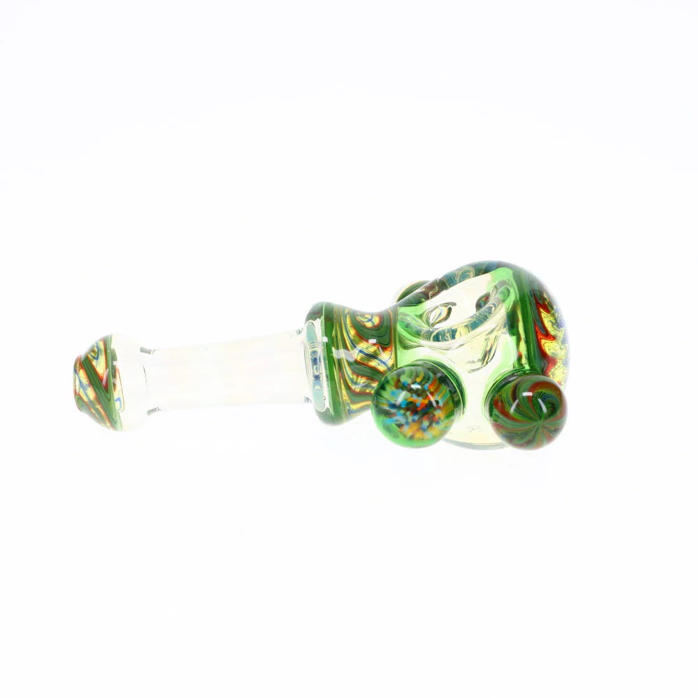 Cowboy Glass Worked Green & Rainbow Marbled Deluxe Spoon - Image 3