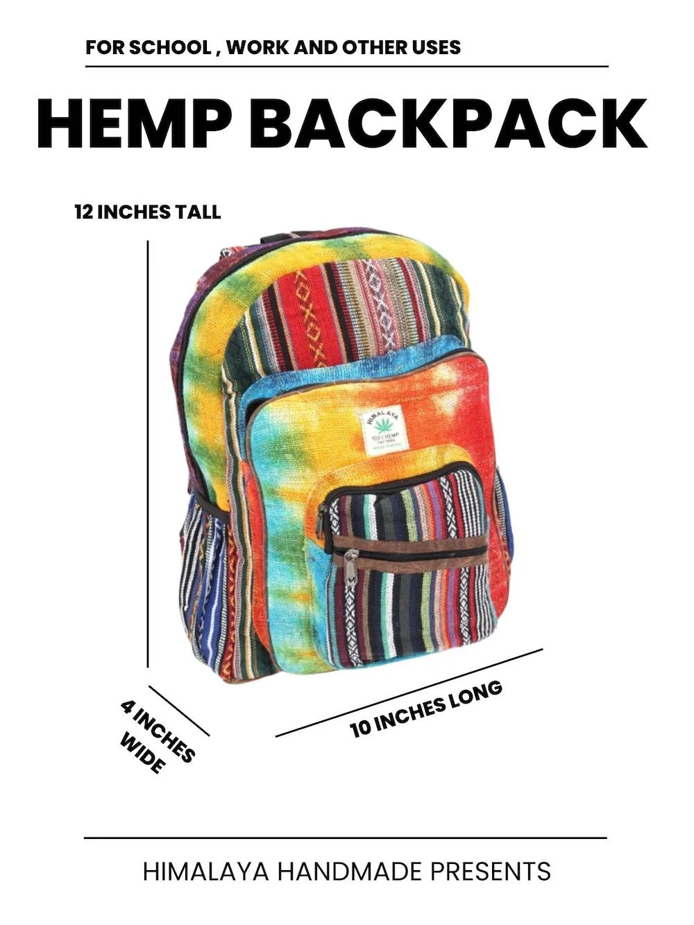 Hemp and Nepal Detailed Tie Dye Mini Backpack - Image 2