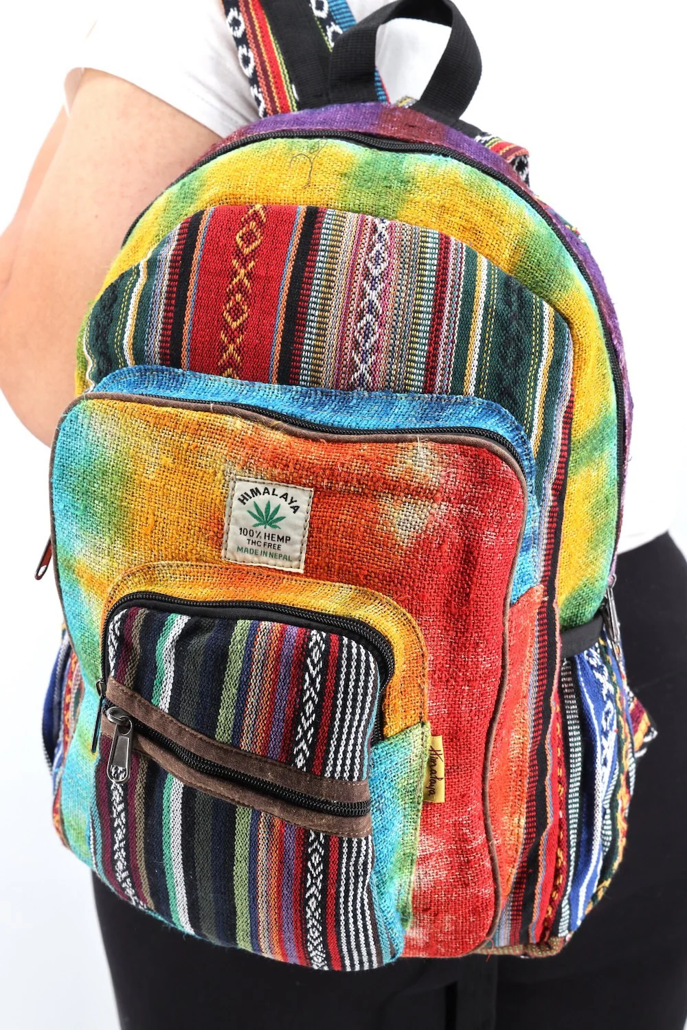 Hemp and Nepal Detailed Tie Dye Mini Backpack - Image 3
