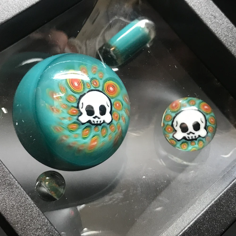 Hendy Glass Skull Slurper Combo Set - Teal Trippy Skull - Image 2