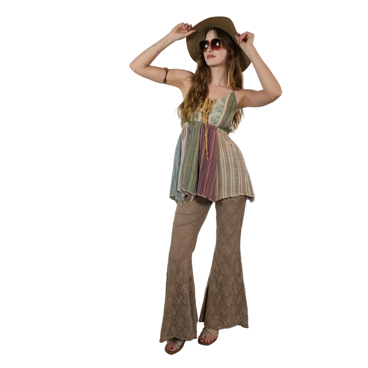 Hey Jude Patchwork Fairy Top in Tan