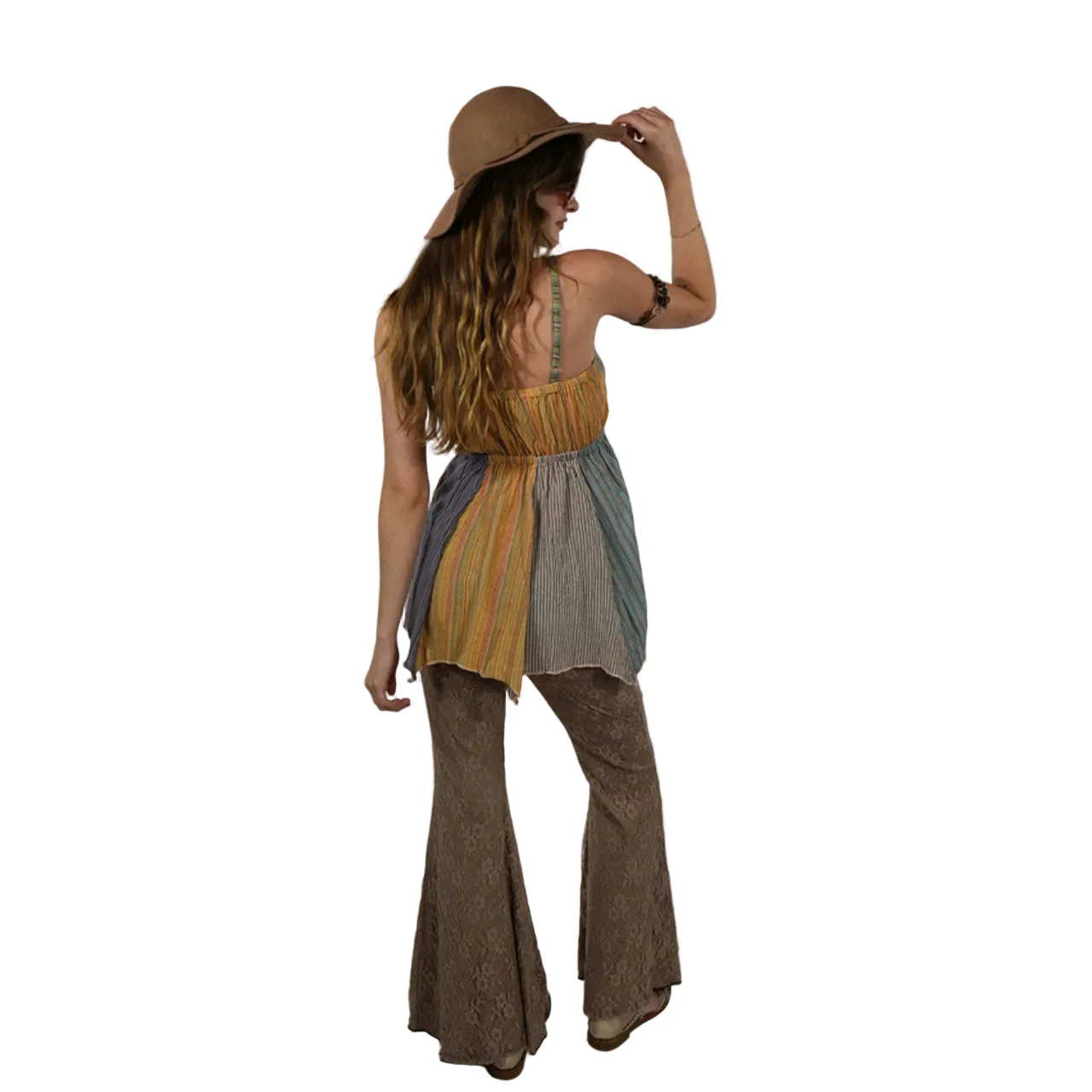 Hey Jude Patchwork Fairy Top in Tan - Image 3