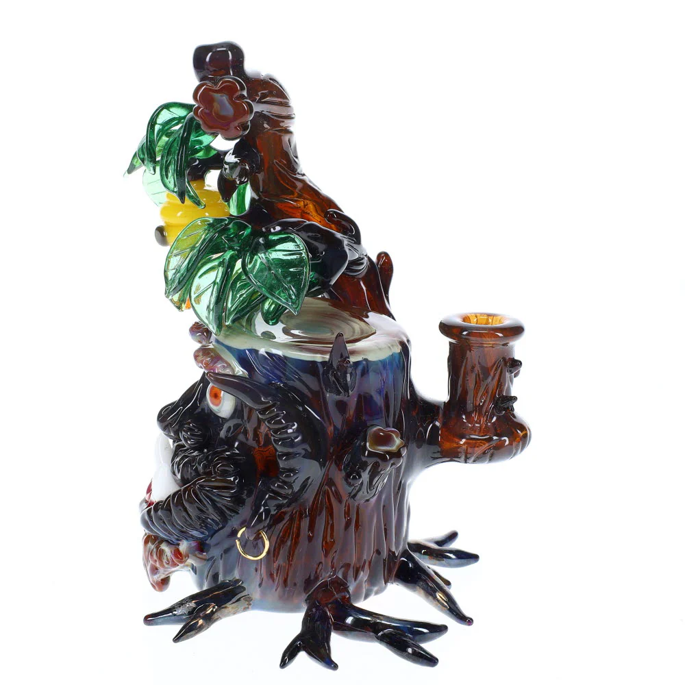 Kyru Glass Orange Eyed Stumpy with Green Stardust Leaves - Image 2
