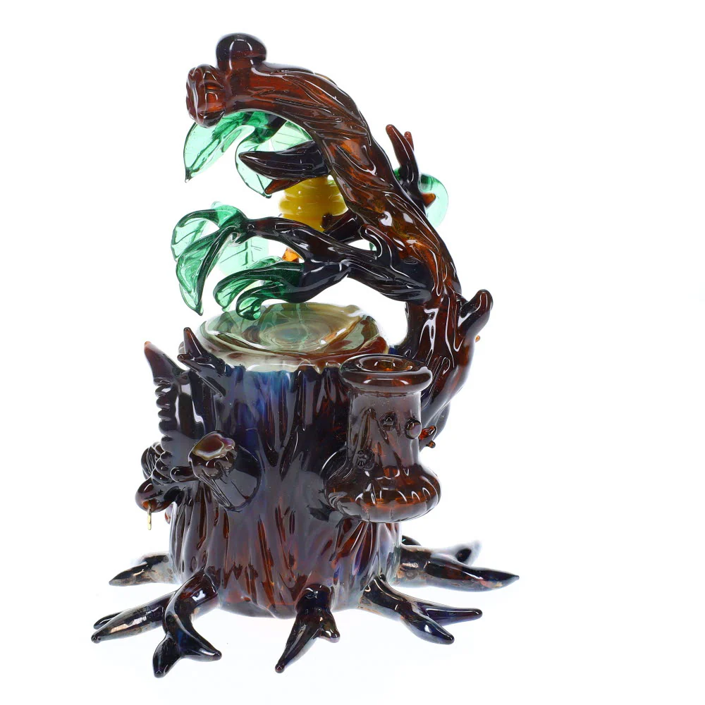 Kyru Glass Orange Eyed Stumpy with Green Stardust Leaves - Image 3