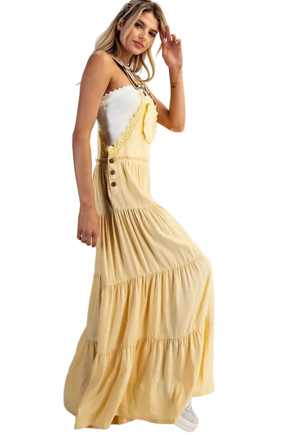 Lace Trim Tiered Wide Legged Overalls - Image 2