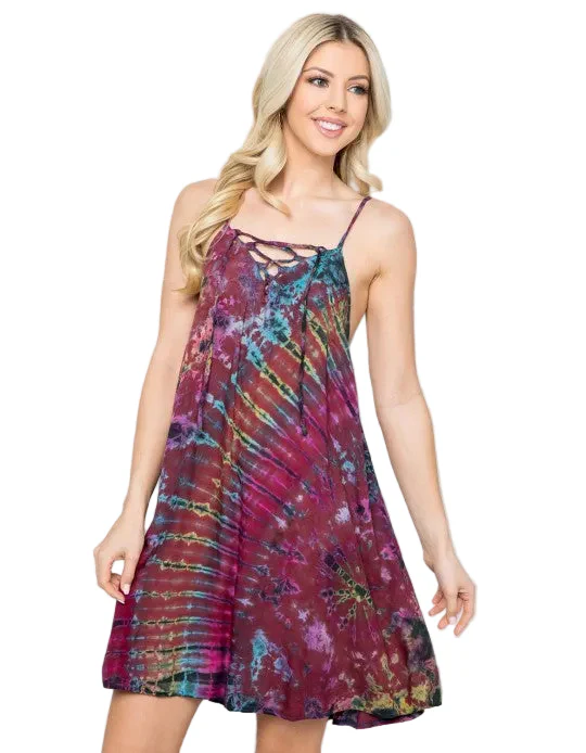 Lace-Up Tie Dye Mini Sundress - Image 2
