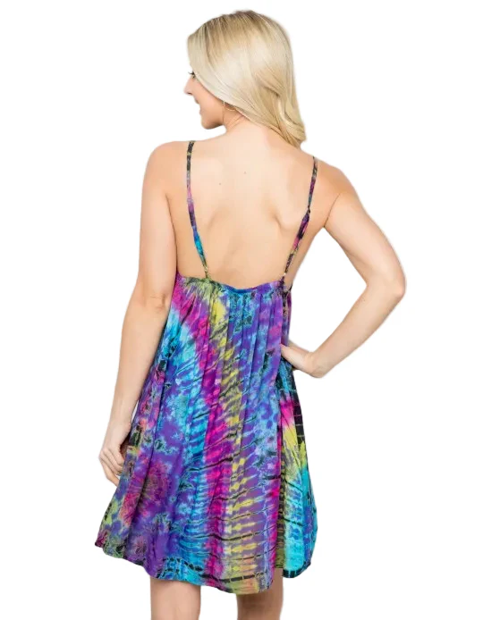 Lace-Up Tie Dye Mini Sundress - Image 3