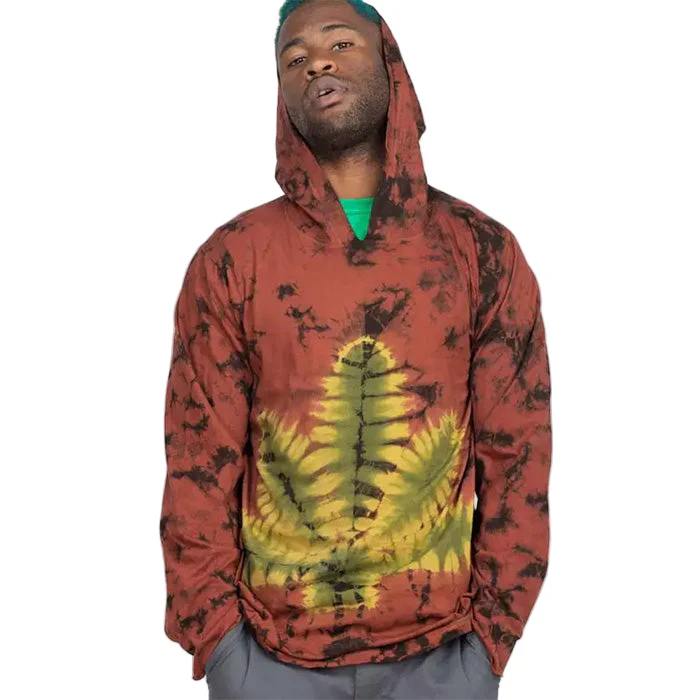 Leaf Pullover Tie-Dye Hoodie in Red - Image 2