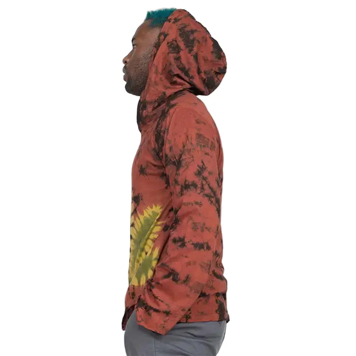 Leaf Pullover Tie-Dye Hoodie in Red - Image 3