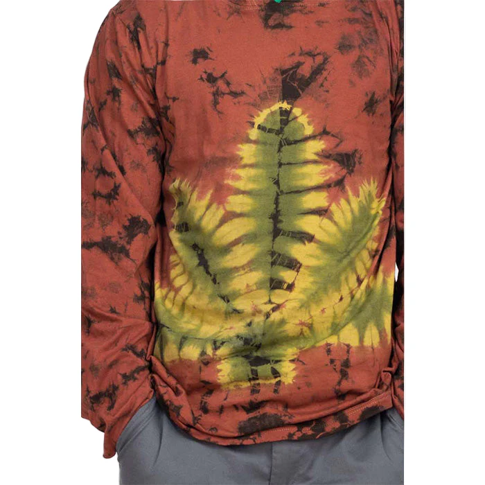 Leaf Pullover Tie-Dye Hoodie in Red - Image 4